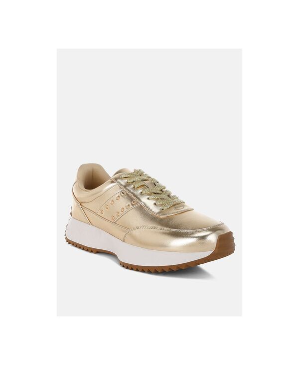 ラグアンドコー レディース シューズ スニーカー トール レザー Rag Co Rag and Co Womens Mujori Metallic Pleather Studded Sneakers