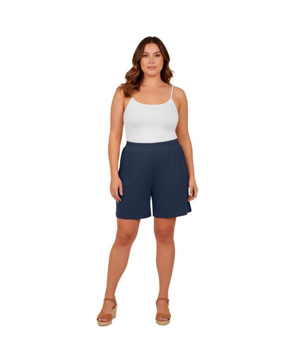アベニュー レディース ボトムス ハーフパンツ・ショーツ ショートパンツ シャーリング ニット AVENUE Womens Knit Gauze Smocked Shorts Navy ネイビー
