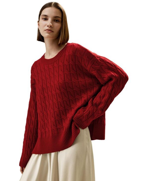 リリーシルク レディース アウター ニット・セーター クルーネック ウール LILYSILK Womens Ultrafine Merino Wool Crewneck Sweate red レッド