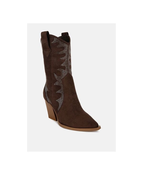 ラグアンドコー レディース シューズ ブーツ・レインブーツ Rag Co Rag and CO Womens Ramblerhinestones Embellished Calf Boots Brow