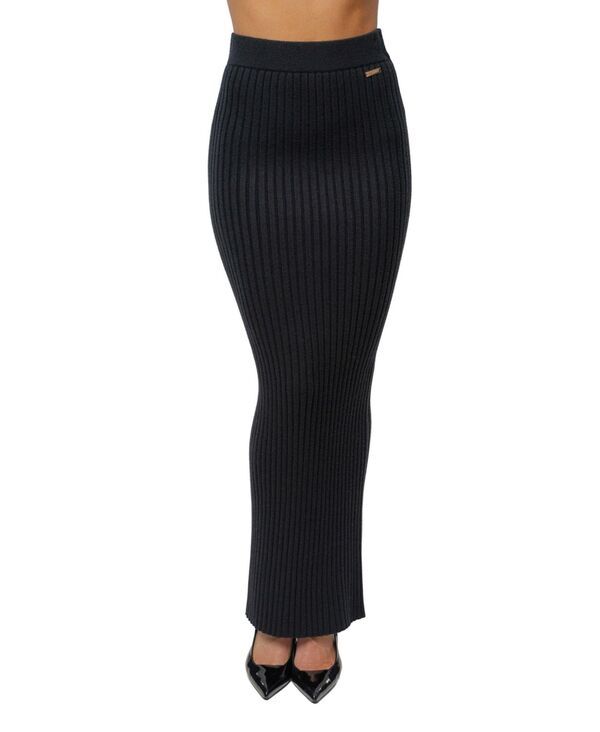 ジェイラックスレーベル レディース ボトムスカート リブ JLUXLABEL Womensoft Reset Ribbed Skirt Black ブラック