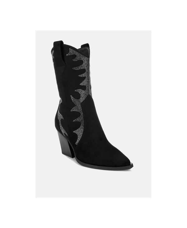 ラグアンドコー レディース シューズ ブーツ・レインブーツ Rag Co Rag and CO Womens Ramblerhinestones Embellished Calf Boots Blac
