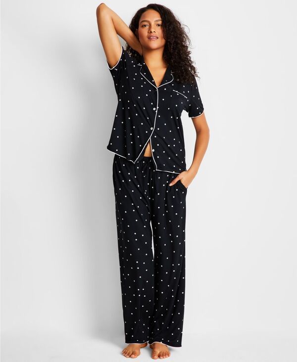 ステートオブデイ レディース アンダーウェア ナイトウェア ニット State of Day Womens Modal Fluid Knit Notch Collar Pajama Set Deep
