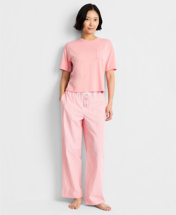 ステートオブデイ レディース アンダーウェア ナイトウェア パンツ State of Day Womens Poplin Pajama Pants XS3X Geranium Petal