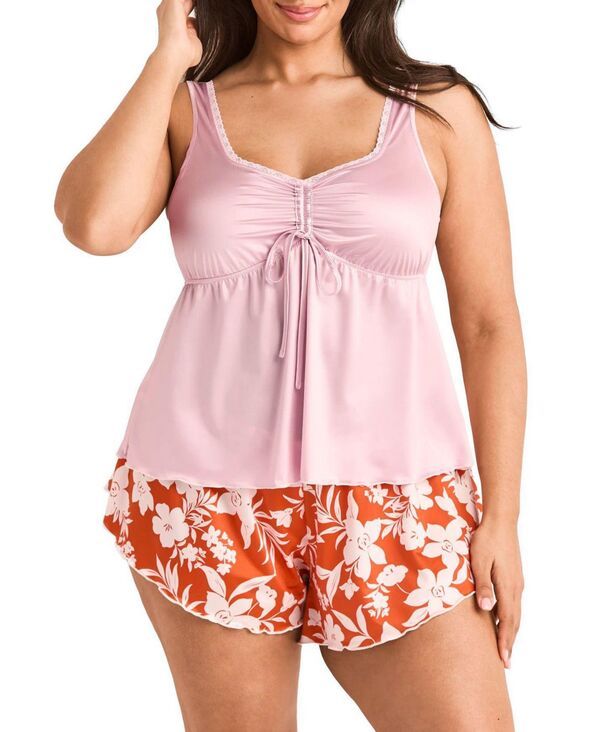 アドアミー レディース アンダーウェア ナイトウェア プラスサイズ ショートパンツ Adore Me Plusize Lavern Pajama Tank Top and Shortset Flora