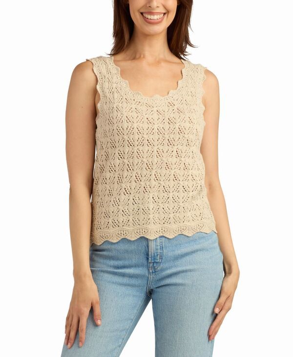 ビーシーエックス レディース アウター ニット・セーター BCX Womenscoop Neck Sweater Top Sand サンド