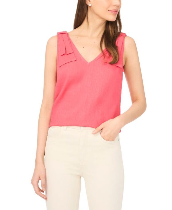 セセ レディース トップス タンクトップ Vネック CeCe Womens VNeck BowStrap Tank Top Claret Red レッド