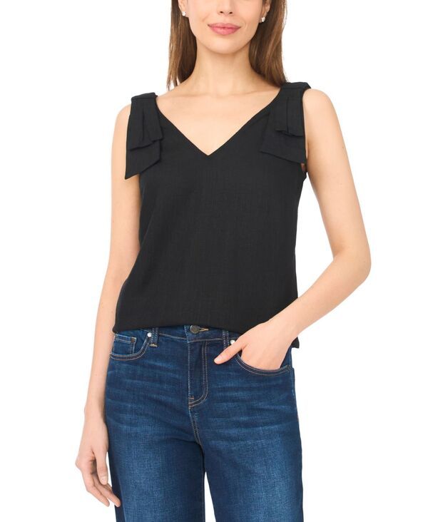 セセ レディース トップス タンクトップ Vネック CeCe Womens VNeck BowStrap Tank Top Rich Black ブラック