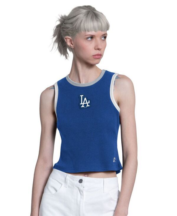 スターター レディース トップス タンクトップ Starter Womens Royalos Angeles Dodgers Cooperstown Play the Ball Crop Tank T