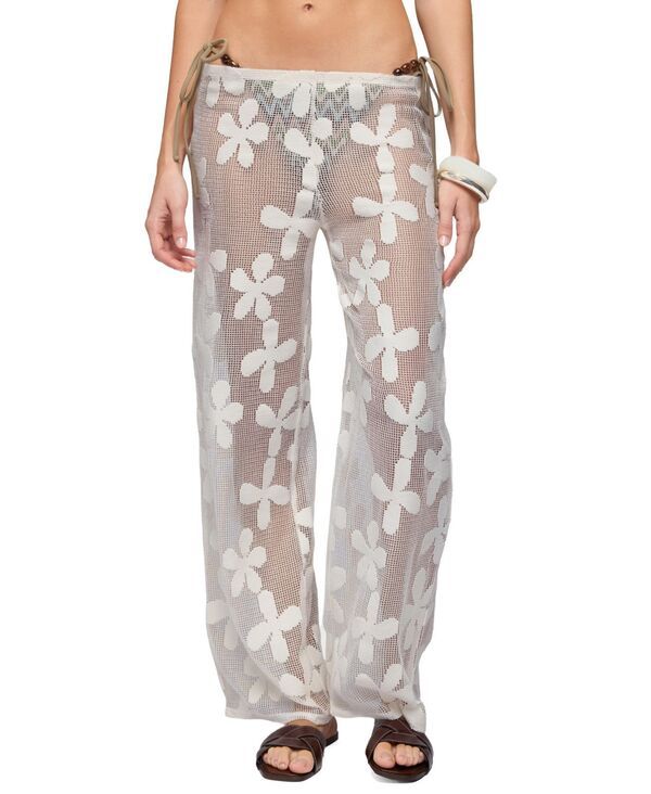 アディクテッド レディース ボトムス カジュアルパンツ フラワー柄 シアー フラワー Edikted Womens Candace Floral Texu red Sheer Pants Cream