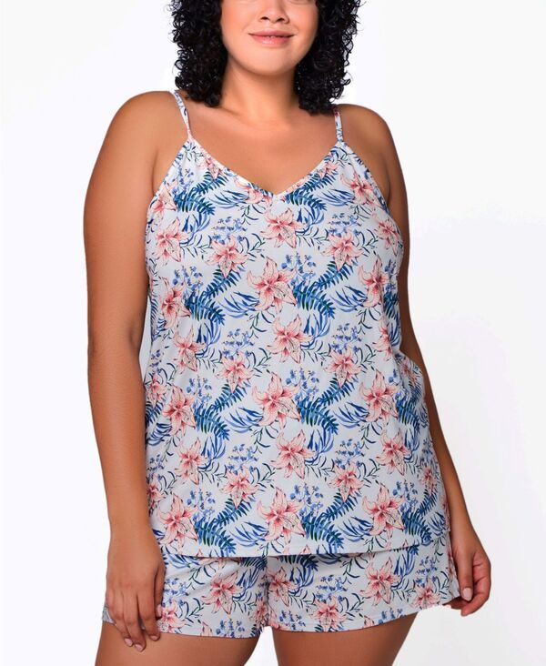 アイコレクション レディース アンダーウェア ナイトウェア プラスサイズ iCollection Plusize 2Piece Light Weight Cami and Short Pajama S