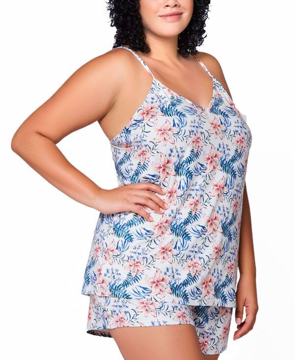 アイコレクション レディース アンダーウェア ナイトウェア プラスサイズ iCollection Plusize 2Piece Light Weight Cami and Short Pajama S