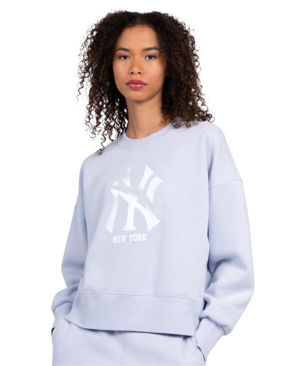 スターター レディース アウター パーカー・スウェット シャツ フリース Starter Womens Light Blue New York Yankees Pastels Boxy Fleece