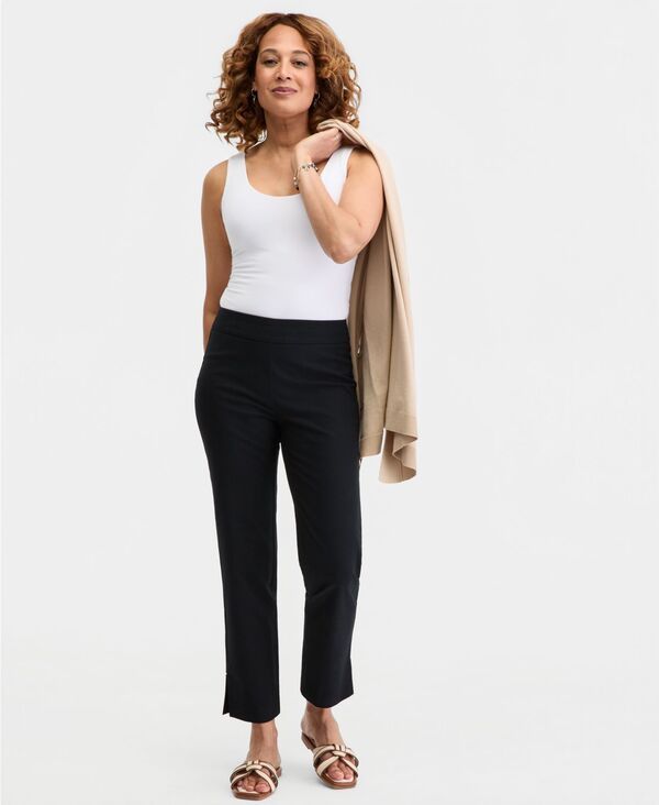 ジェイエムコレクション レディース ボトムス カジュアルパンツ JM Collection Womens MidRise StraightLeg Pullon Pants Deep Black ブラッ