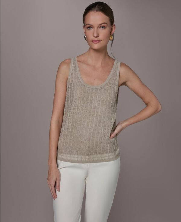 ダナ キャラン ニューヨーク レディース アウター ニット・セーター ノースリーブ Donna Karanew York Womens Grid Pattern Sleevelessweater Tu