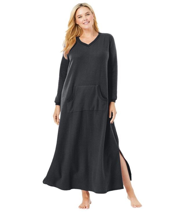 ドリームスアンドコー レディース アンダーウェア ナイトウェア Dreams Co Womens Dreams and Co Long Sherpa Lounger Black ブラック