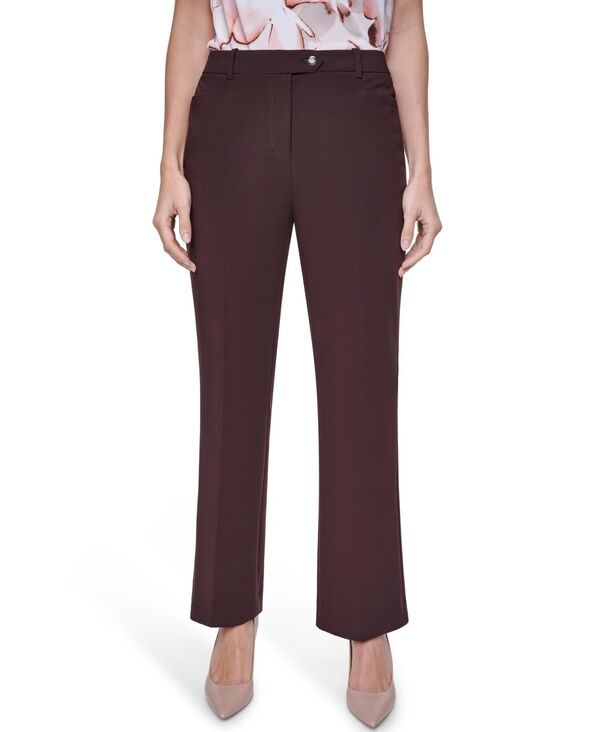 カルバンクライン レディース ボトムス カジュアルパンツ プチ Calvin Klein Petite MidRise Straight Pants Coffee Bean コーヒー