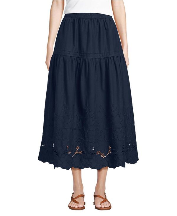 ランズエンド レディース ボトムスカート マキシ Lands End Womens Voileyelet Maxi Skirt Radiant navy ネイビー
