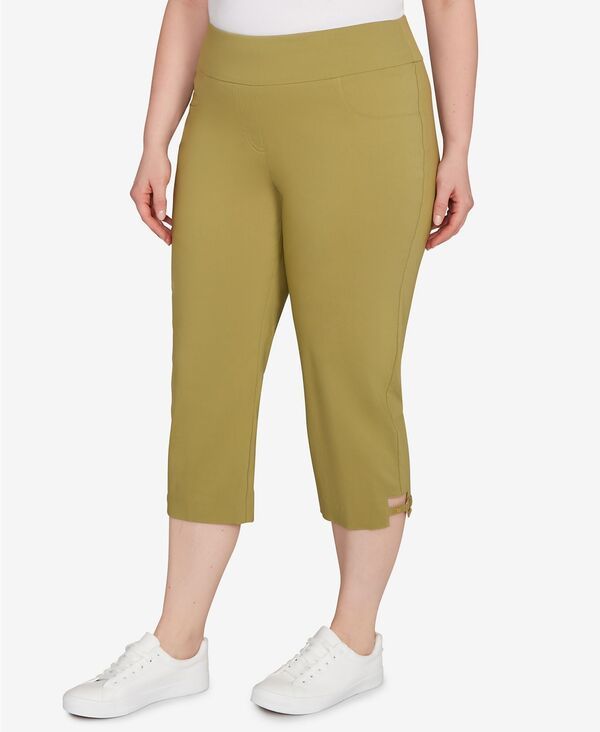 ハーツオブパーム レディース ボトムス カジュアルパンツ プラスサイズ キャップ HEARTS OF PALM Plusize Solid Tech Stretch Capri Pants Fern
