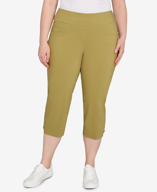 ハーツオブパーム レディース ボトムス カジュアルパンツ プラスサイズ キャップ HEARTS OF PALM Plusize Solid Tech Stretch Capri Pants Fern