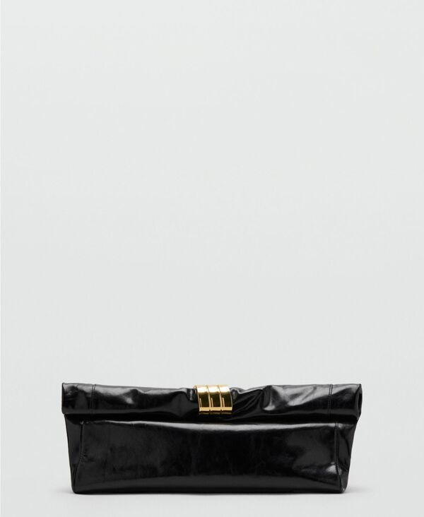 マンゴ レディース バッグ レザー MANGO Womenstarring Hailey Bieber Metal Detaileather Handbag Black ブラック