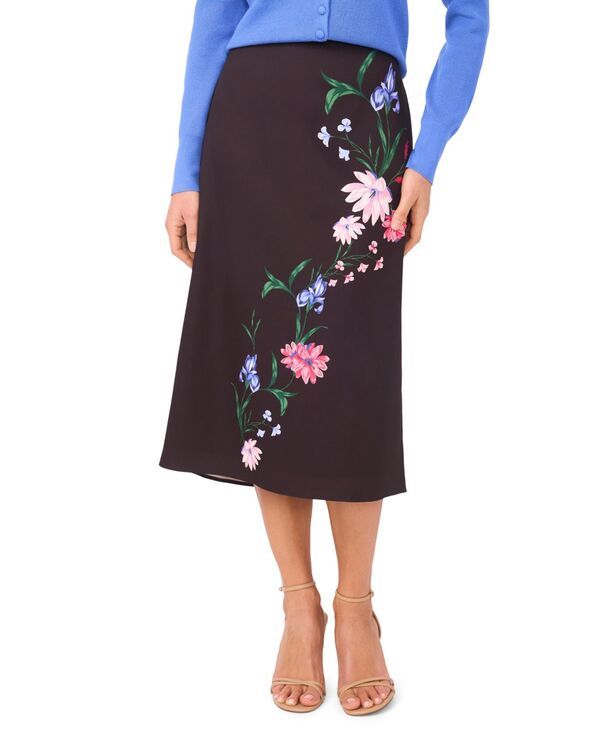 セセ レディース ボトムスカート フラワー柄 プリント ミディ フラワー CeCe Womens Floral Print PullOn Midi Skirt Rich Black ブラック