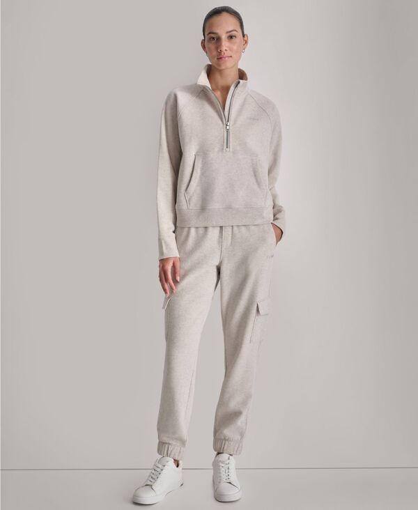 ダナ キャラン ニューヨーク レディース アウター パーカー・スウェット シャツ ロゴ DKNY WomenstuddedLogo HalfZip Sweatshirt Cortado Heather