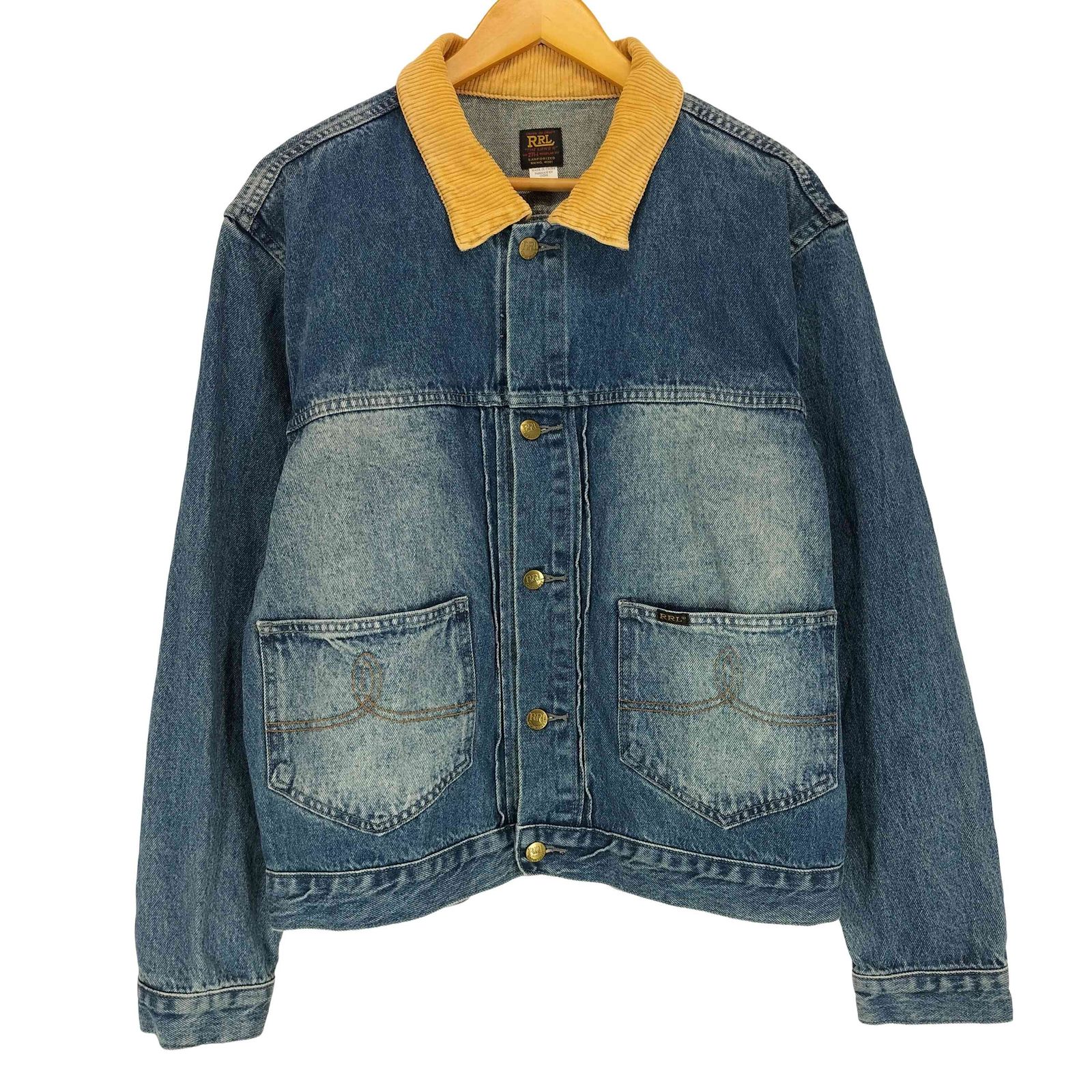 ダブルアールエルラルフローレン RRL RALPH LAUREN 271-J 襟コーデュロイ 2nd デニムトラッカージャケット メンズ XL