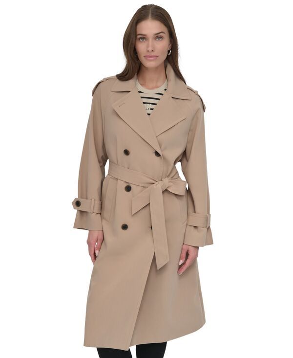 ダナ キャラン ニューヨーク レディース アウター ジャケット・ブルゾン プチ コート DKNY Petite BeltedoubleBreasted Trench Coat Classic Khak