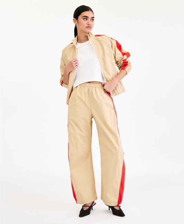 バースリー レディース ボトムス カジュアルパンツ トラックパンツ Bar III WomensideStriped Track Pantspicy Papaya Combo ストライプ