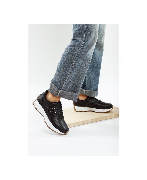 ラグアンドコー レディース シューズ スニーカー レザー Rag Co Rag and Co Womens Athion Studded Realeather Sneakers Black ブラック