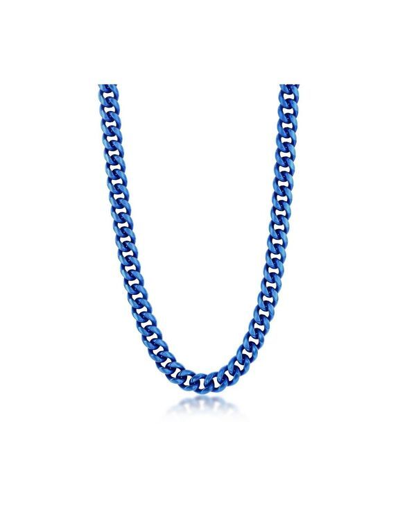 メタロ レディース アクセサリー ネックレス・チョーカー・ペンダントトップ Tシャツ レース Metallo Stainlessteel 10mmiami Cuban Chainecklace Blu