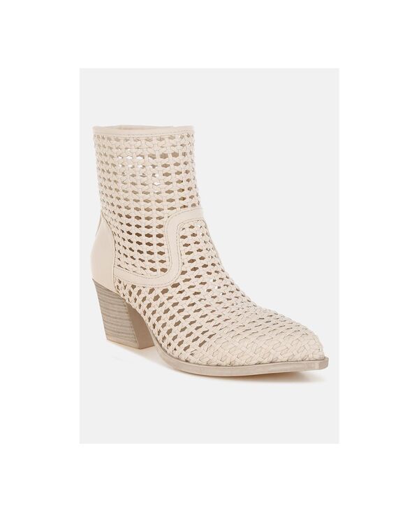 ラグアンドコー レディース シューズ ブーツ・レインブーツ レザー Rag Co Rag and Co Womens Artisole Woven Pleather Block Boots White