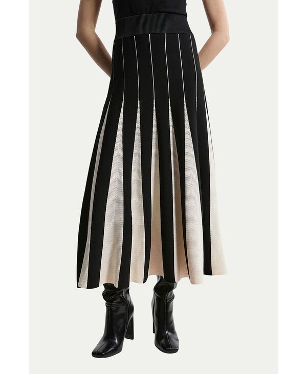 カレンミレン レディース ボトムスカート プリーツ Karen Millen Womens Pointelle Block Pleated Skirt Mono