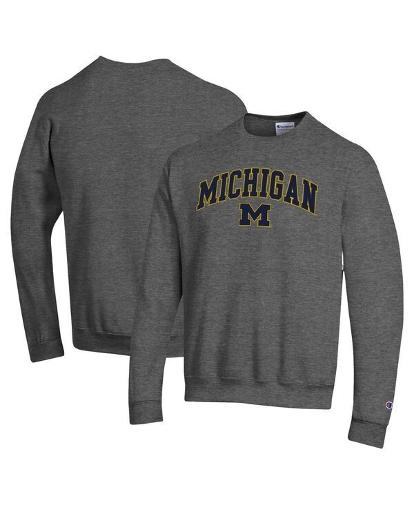 チャンピオン メンズ アウター パーカー・スウェット シャツ ロゴ Champion Mens Heather Charcoal Michigan Wolverines Arch Over Logo