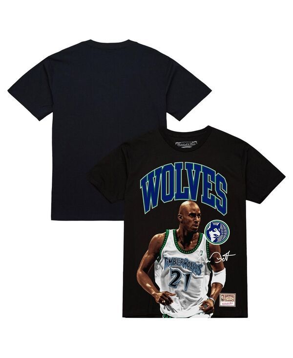 ミッチェルネス メンズ トップス Tシャツ Mitchell Ness Mens Kevin Garnett Black Minnesota Timberwolves Hardwood Classic
