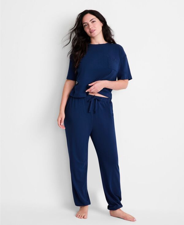 ステートオブデイ レディース アンダーウェア ナイトウェア Tシャツ 半袖 ジョガーパンツ State of Day Womens 2Piece ShortSleeve TShirt and Jogg