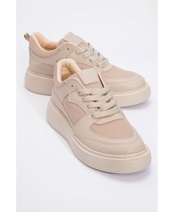 プロローグシューズ レディースニーカー プラットフォーム Prologue Shoes Ingrid Platform Sneakers Beige ベージュ