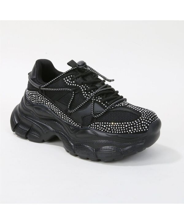 バーネス レディース シューズ スニーカー メッシュ BERNESS Rosa Rhinestone Mesh Sneakers Black ブラック