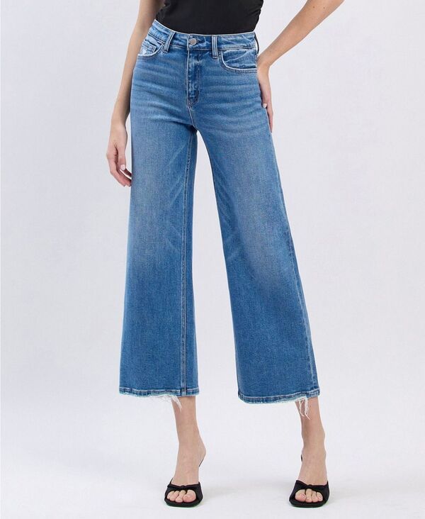 フライングモンキー レディース ボトムス デニムパンツ ワイドレッグ ジーンズ Flying Monkey Womens High Rise Crop Wide Leg Jeansoul blue ブ
