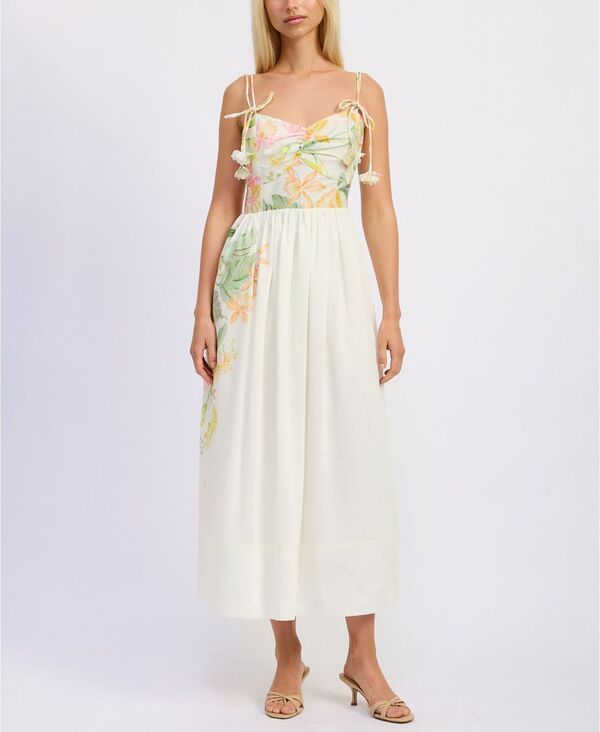 エン セゾン レディース トップス ワンピース Vネック ミディ ノースリーブ En Saison Womensleeveless Bustier VNeck Midi Dress Natural O