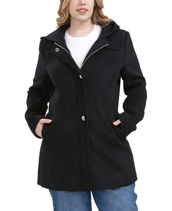 ビージーエスディー レディース アウター ジャケット・ブルゾン プラスサイズ ウール コート BGSD Plusize Hooded Wool Blend Coat Black ブラック