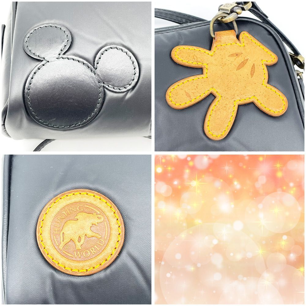 HUNTING WORLD ハンティングワールド ディズニーコラボ ショルダーバッグ バチュークロス ブラック ミッキーマウス 斜め掛け クロスボディ 軽量 ナイロン 希少 レア メンズ レディース