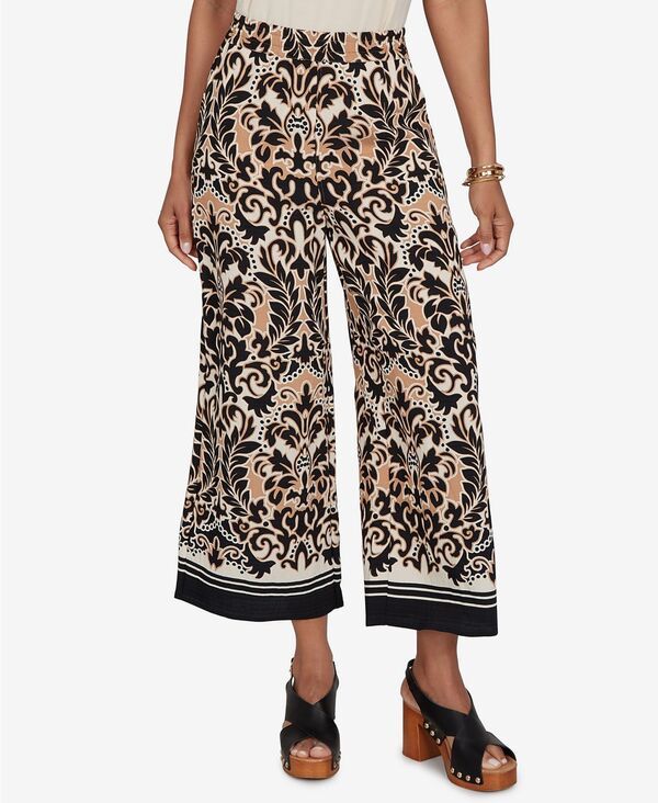 ルビーアールディー レディース ボトムス カジュアルパンツ プチ Ruby Rd Petite Damask Textu red Elastic Waistband Pants Black Multi
