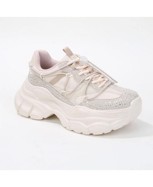 バーネス レディース シューズ スニーカー メッシュ BERNESS Rosa Rhinestone Mesh Sneakers Beige ベージュ