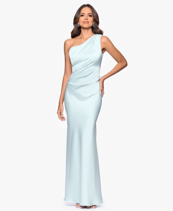 ベッツィアンドアダム レディース トップス ワンピース ドレープ ワンショルダー Betsy Adam Womens OneShoulder Draped Eveningown Mist