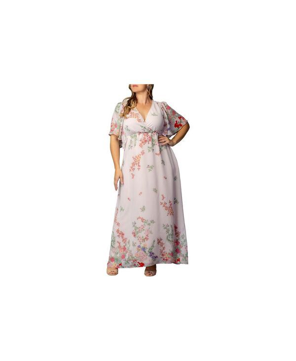 キヨナ レディース トップス ワンピース プラスサイズ プリント Kiyonna Plusize Catalina Border Print Gown Cottage garden border