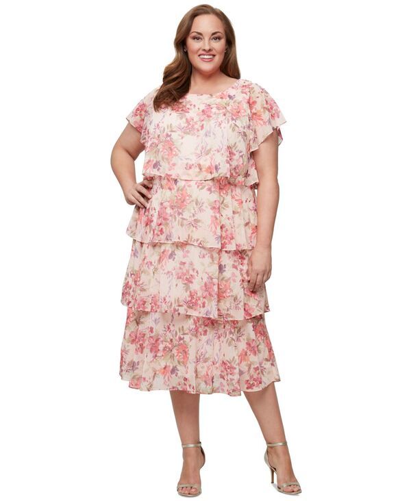 エスエルファッションズ レディース トップス ワンピース ティアード フラワー柄 プラスサイズ プリント フラワー SL Fashions Plusize FloralPrintieredress P 27,820円