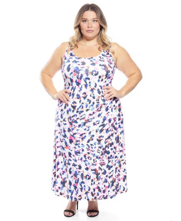 24 セブンコンフォート レディース トップス ワンピース プラスサイズ マキシ 24seven Comfort Apparel Plusize Abstractank Racerback Maxi