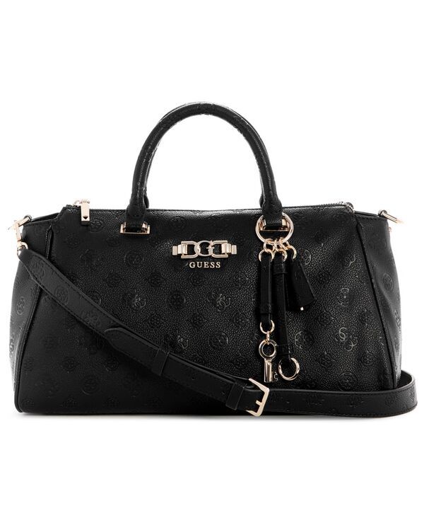 ゲス レディース バッグ GUESS Anise Box Large Satchel Handbag Black Logo ブラック